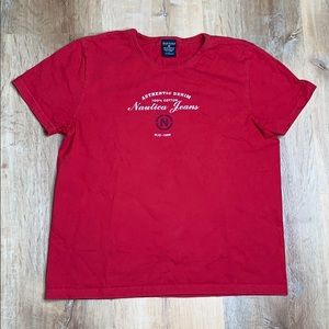 Nautica Jeans Red Graphic Tee Shirt Boxy